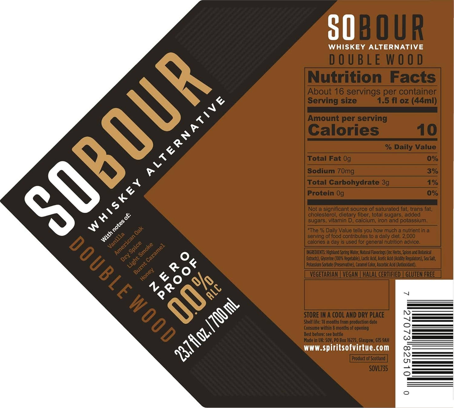 Spirits of Virtue - SOBOUR Doublewood Non-Alcoholic American Whiskey 0.0% ABV