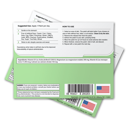 PatchAid - Vitamin D3 with K2 Patch - Bone, Heart & Immune Support