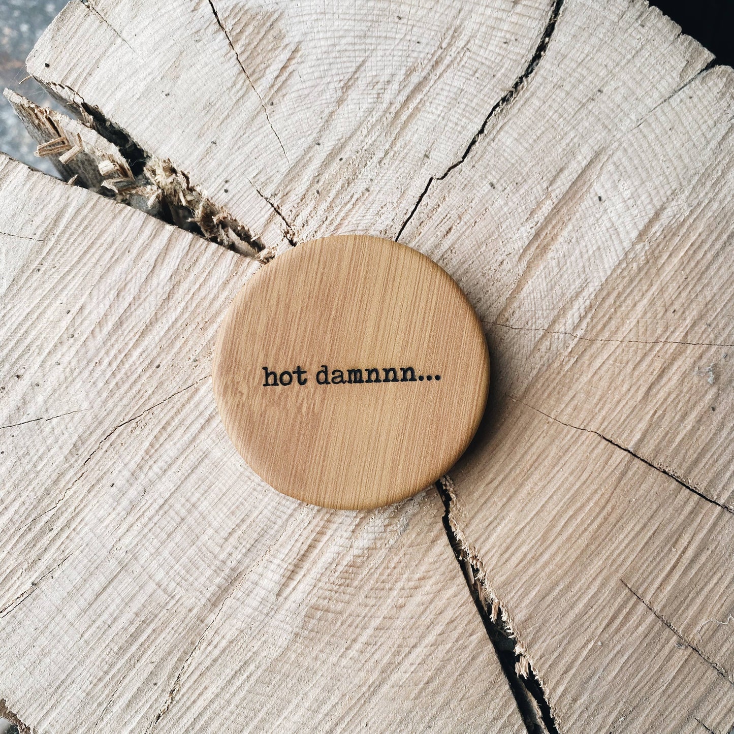 Spiritual Whiskey - Engraved Leatherette Bamboo Compact Mirrors // Unique Gift