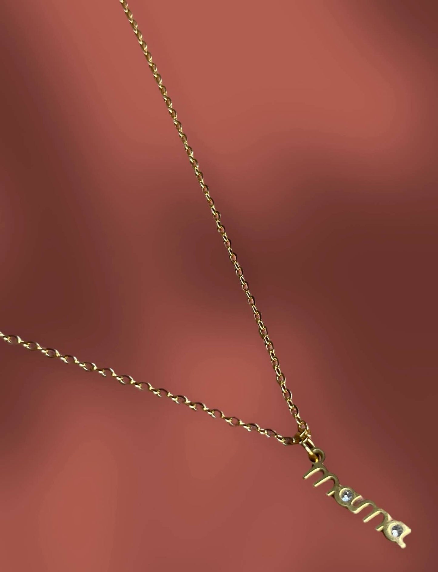 NK-631 | Mama Necklace gold charm w/ CZ ships in 3 days