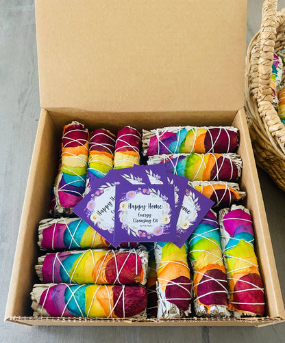 White Sage w/ Rainbow Chakra Roses Smudge Sticks