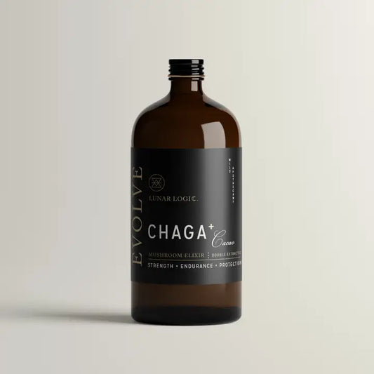 EVOLVE / Chaga + Cacao Mushroom Elixir  4oz Glass Bottle with Glass Pipette