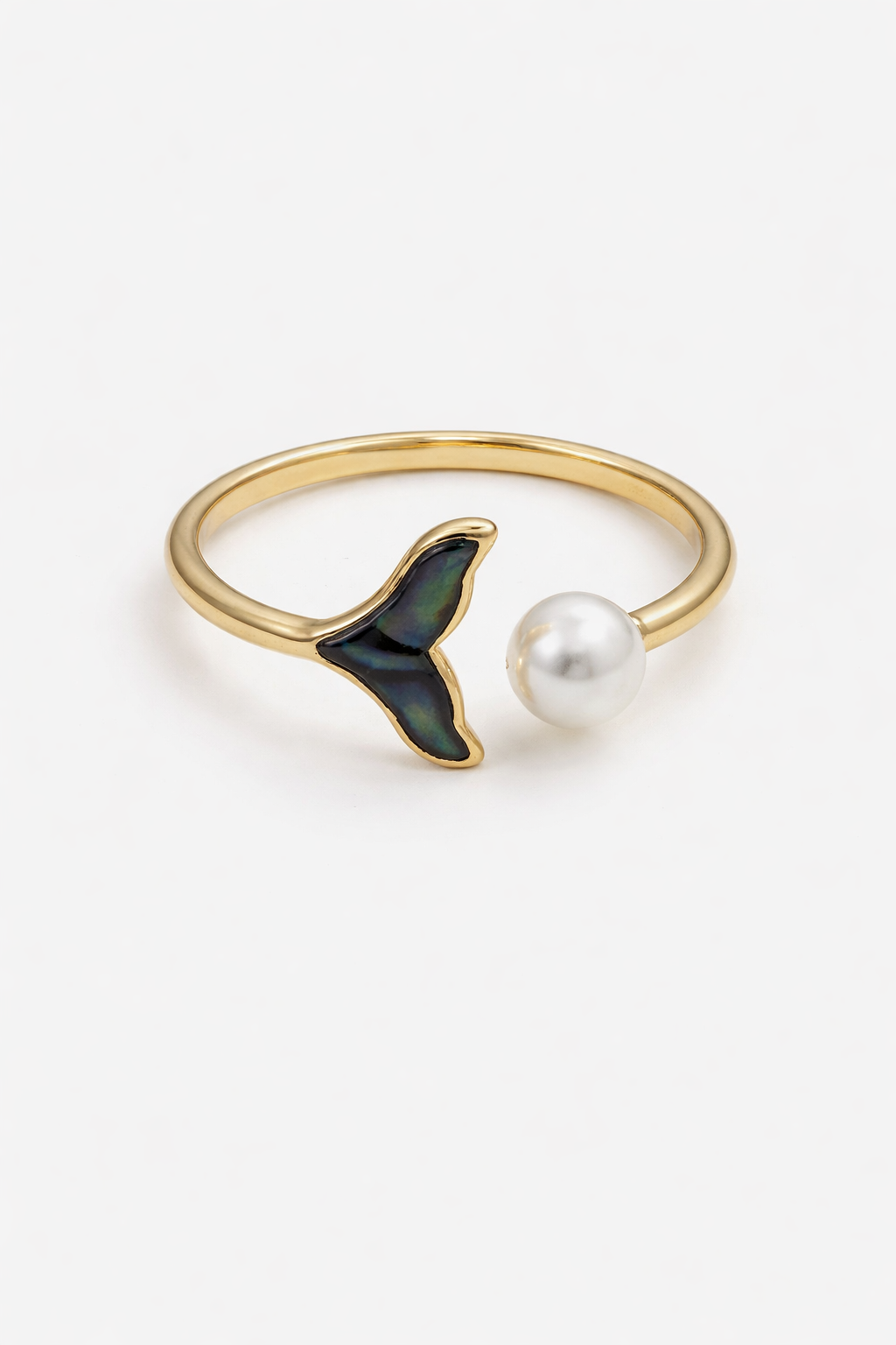 Whale Tail Pearl Adjustable Ring